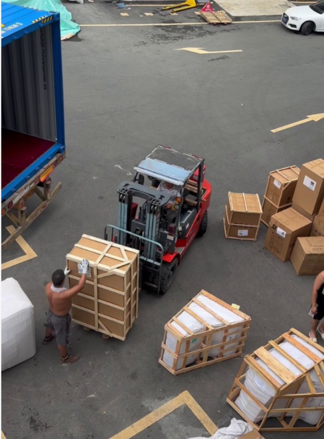 Export goods being prepared for container loading
