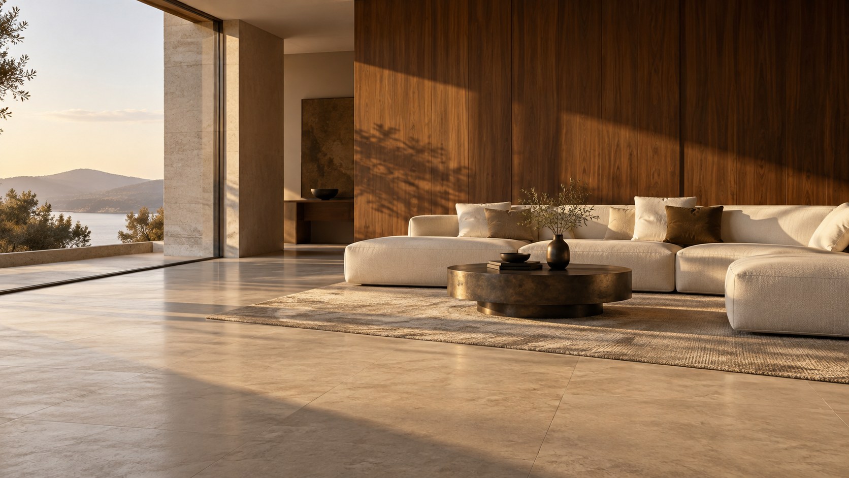 Concept visualization of an Italian minimalist living room